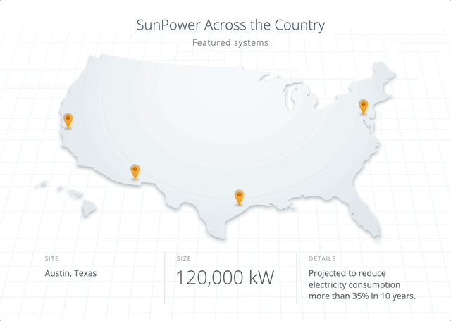 Screen capture of a map element on SunPower.com